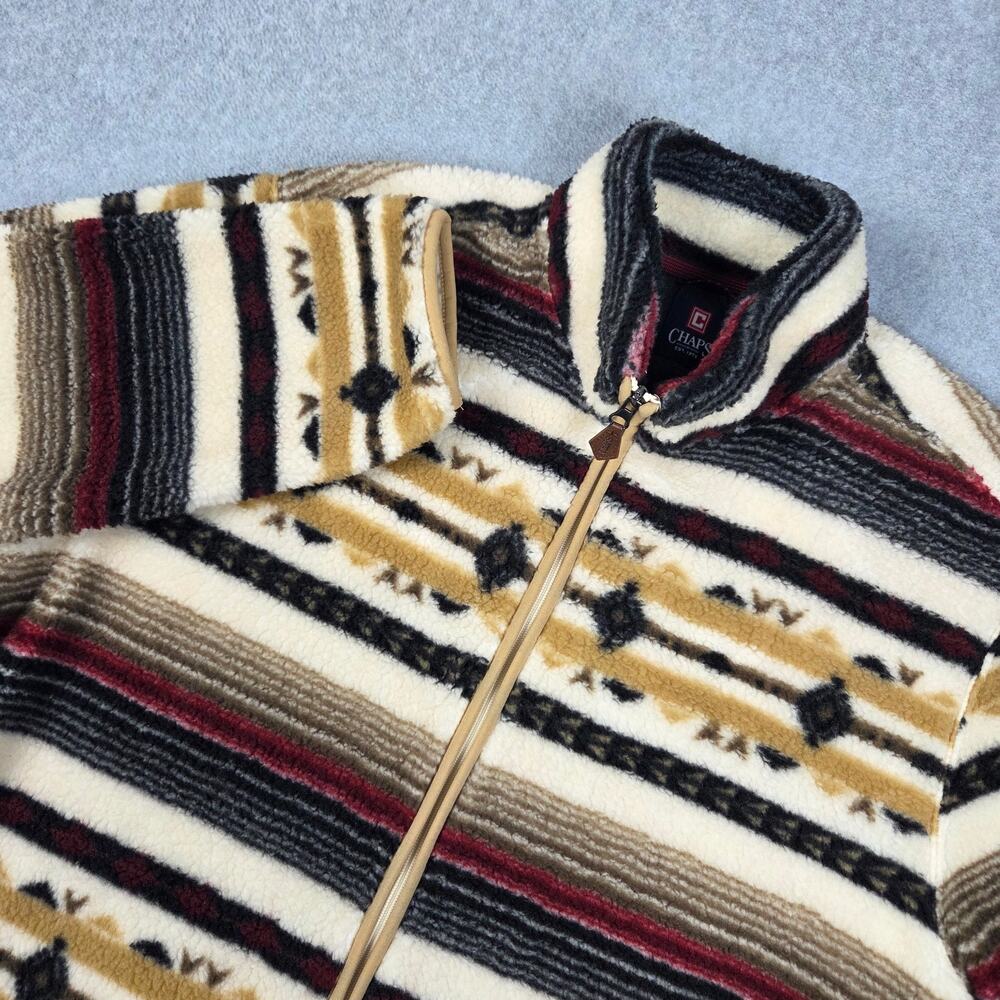 NWT Chaps Mens XL Aztec Patterned Full Zip Fleece Jacket with Pockets